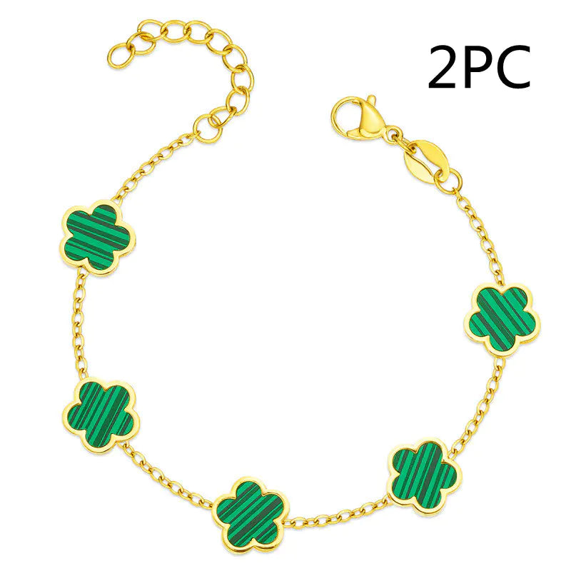 Green Drop Gum Flower Gold Bracelet Jewelry