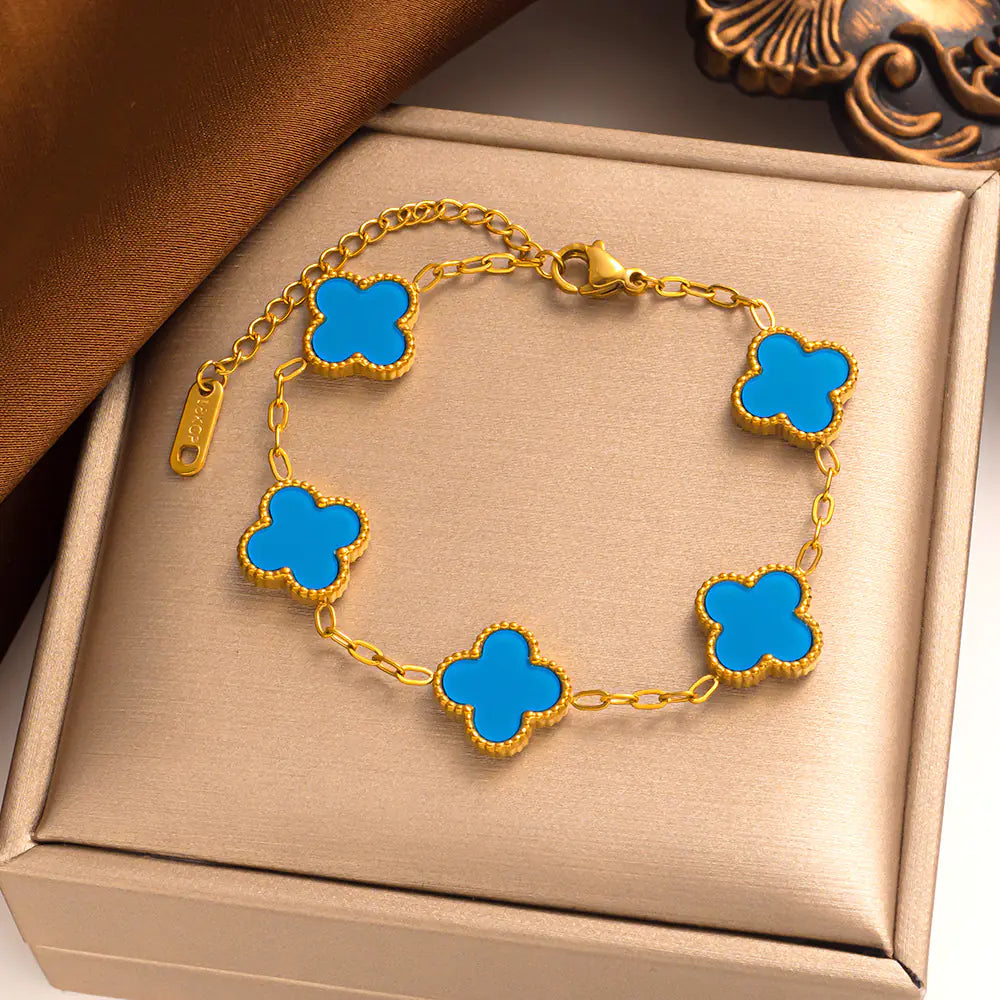 Green Drop Gum Flower Gold Bracelet Jewelry